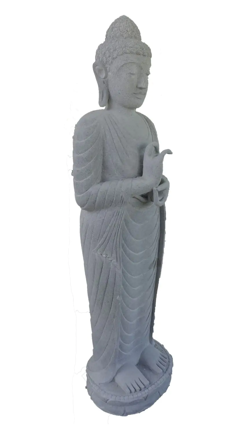  Product image 2 of the product “Standing Buddha made of Riverstone in Dharmachakra position - gesture of wheel of the teaching of Dharma. About 150cm height. ”